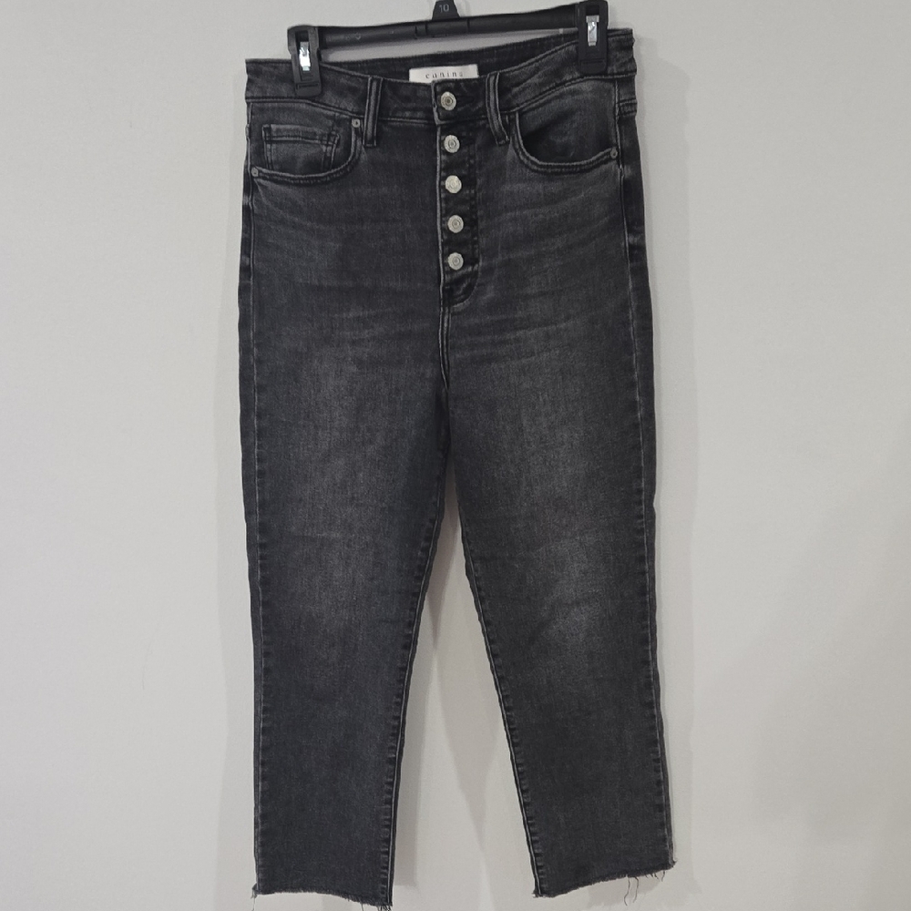 Eunina Sz 9 Charcoal Button-Up Cropped Jeans